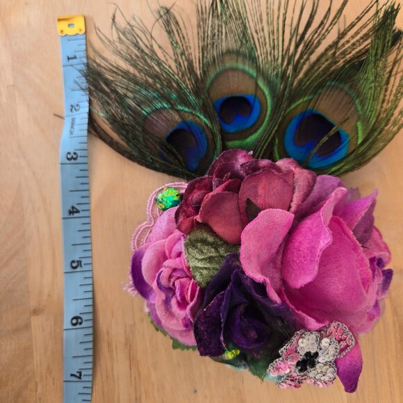 Velvet Millinery Rose Hair Clip Special Occasions 1920s-style Flapper Style Glam - Picture 2 of 7